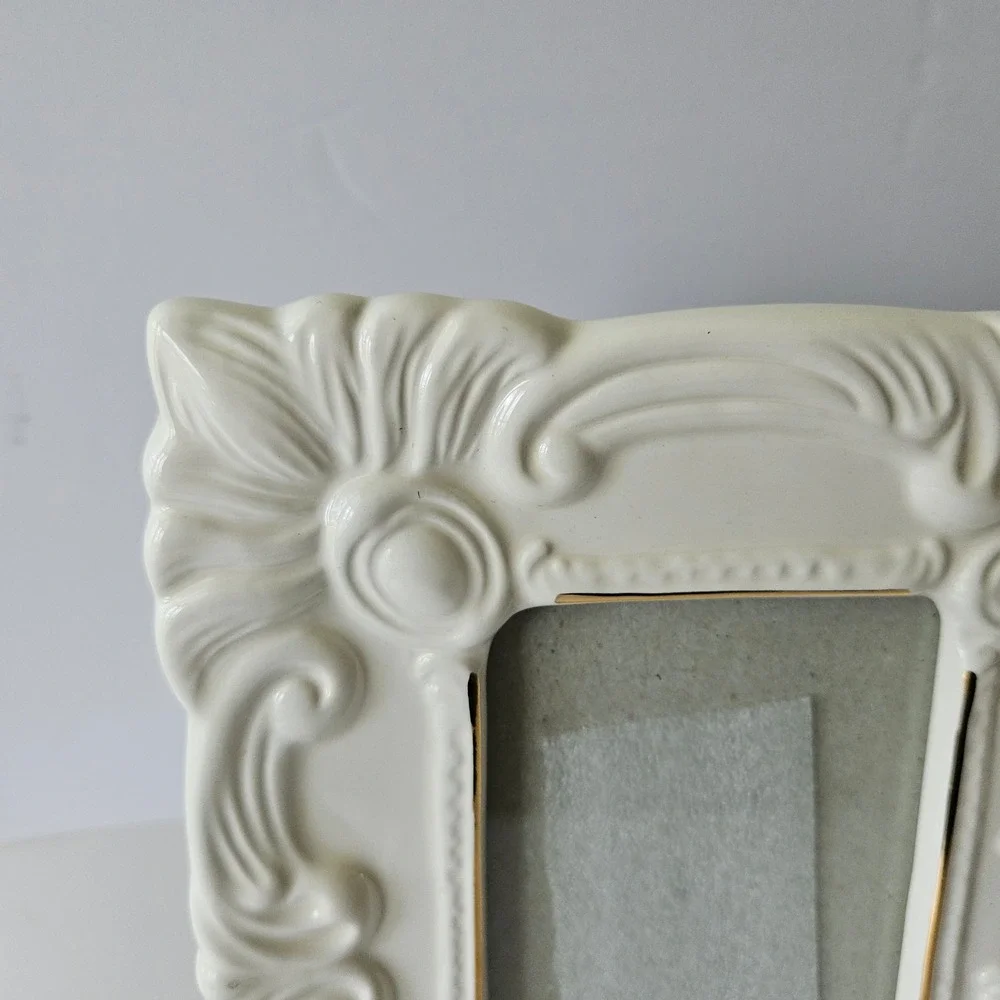Vtg HB Group Porcelain Picture Frame 1997 Off White